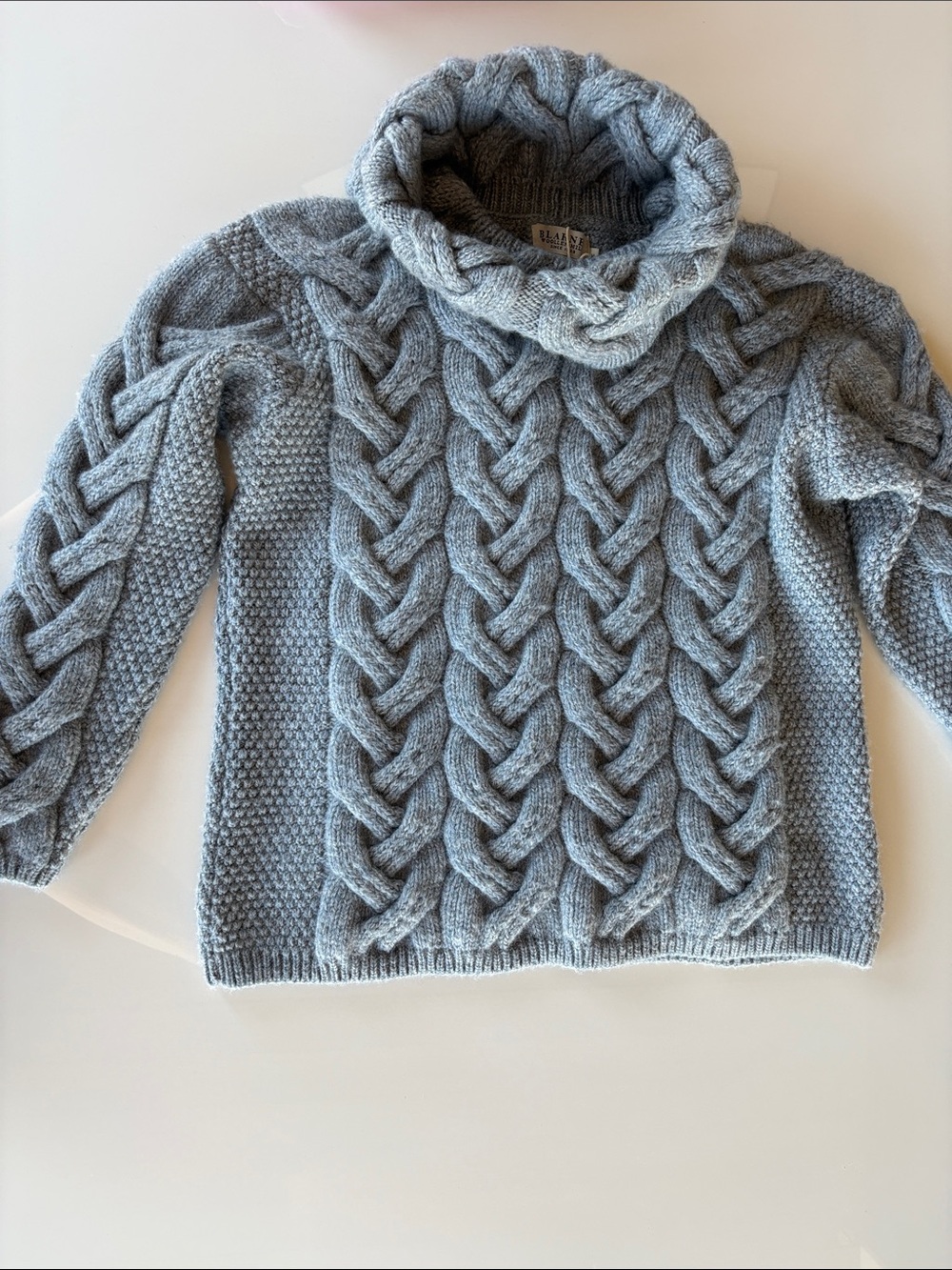 Blarney Cable Knit Turtleneck Sweater - Light Gray